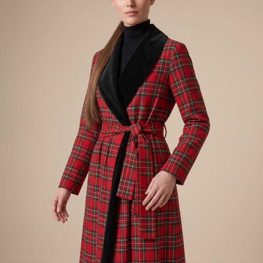 The Midnight Coat in Red Stewart Tartan — Mrs. Francoise Holidays 2026