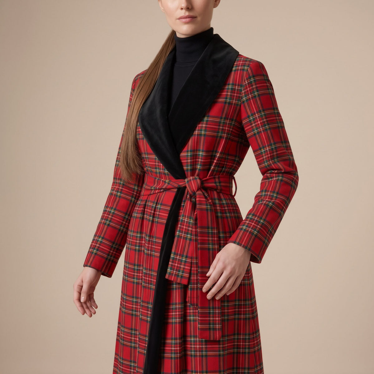 The Midnight Coat in Red Stewart Tartan — Mrs. Francoise Holidays 2026