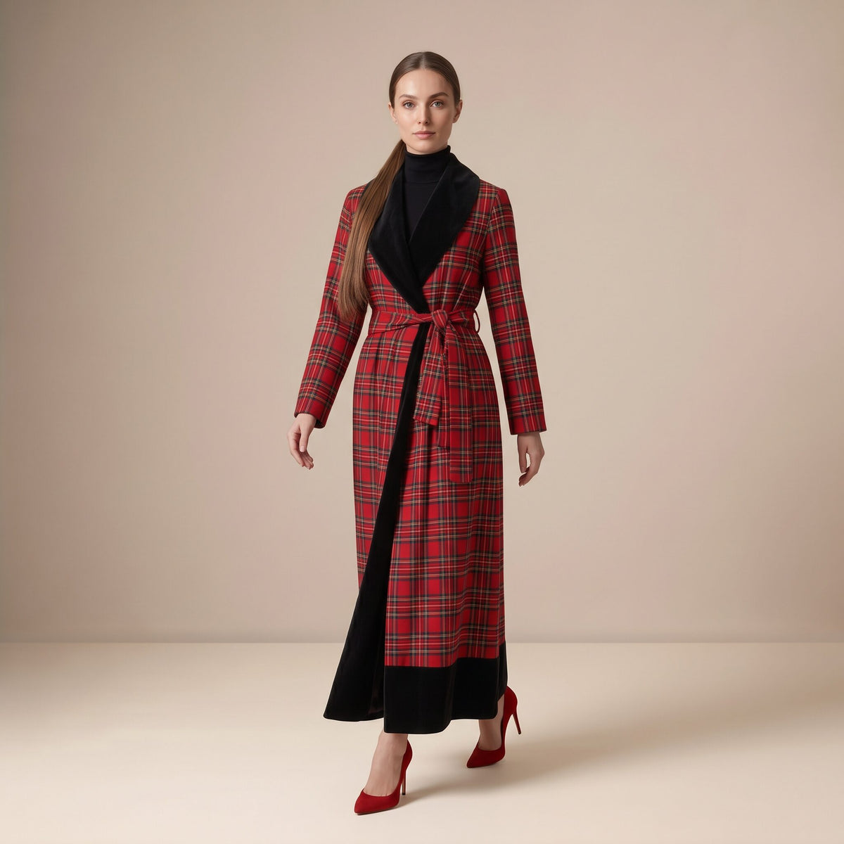 The Midnight Coat in Red Stewart Tartan — Mrs. Francoise Holidays 2026