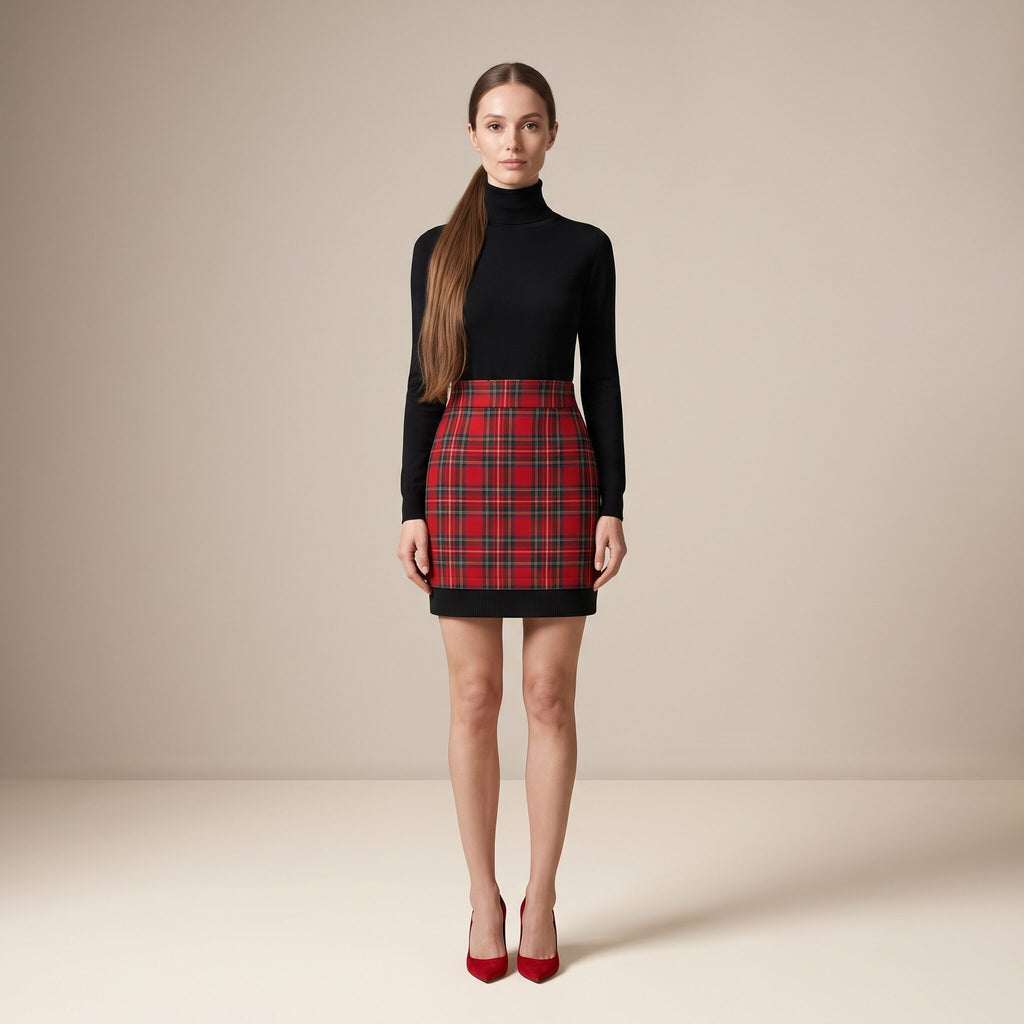 The Midnight Mini Skirt in Red Stewart Tartan — Mrs. Francoise Holidays 2026
