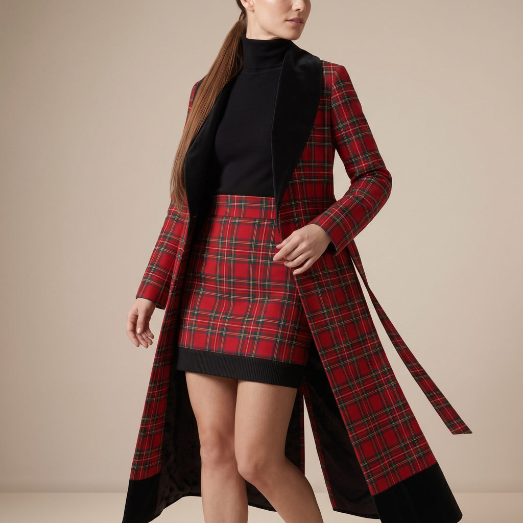 The Midnight Mini Skirt in Red Stewart Tartan — Mrs. Francoise Holidays 2026