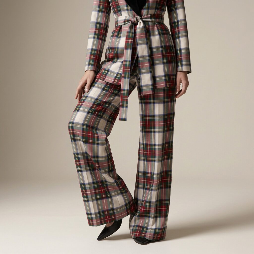 The Smoking Jacket in Ivory Highland Tartan — Mrs. Francoise Holidays 2026